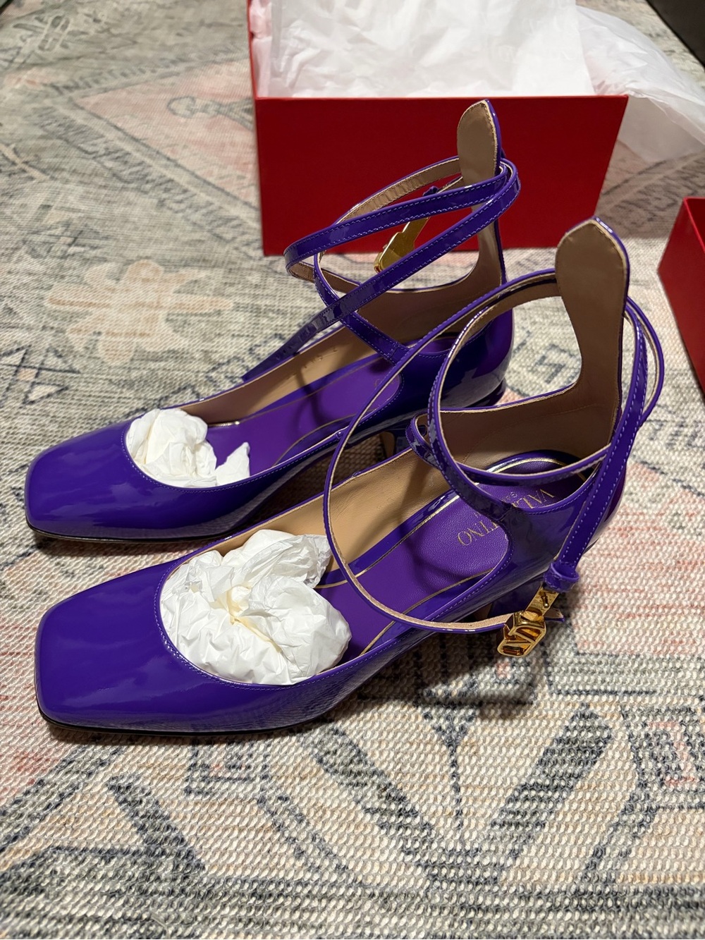 Valentino Purple Patent Leather Ankle-Strap Pumps